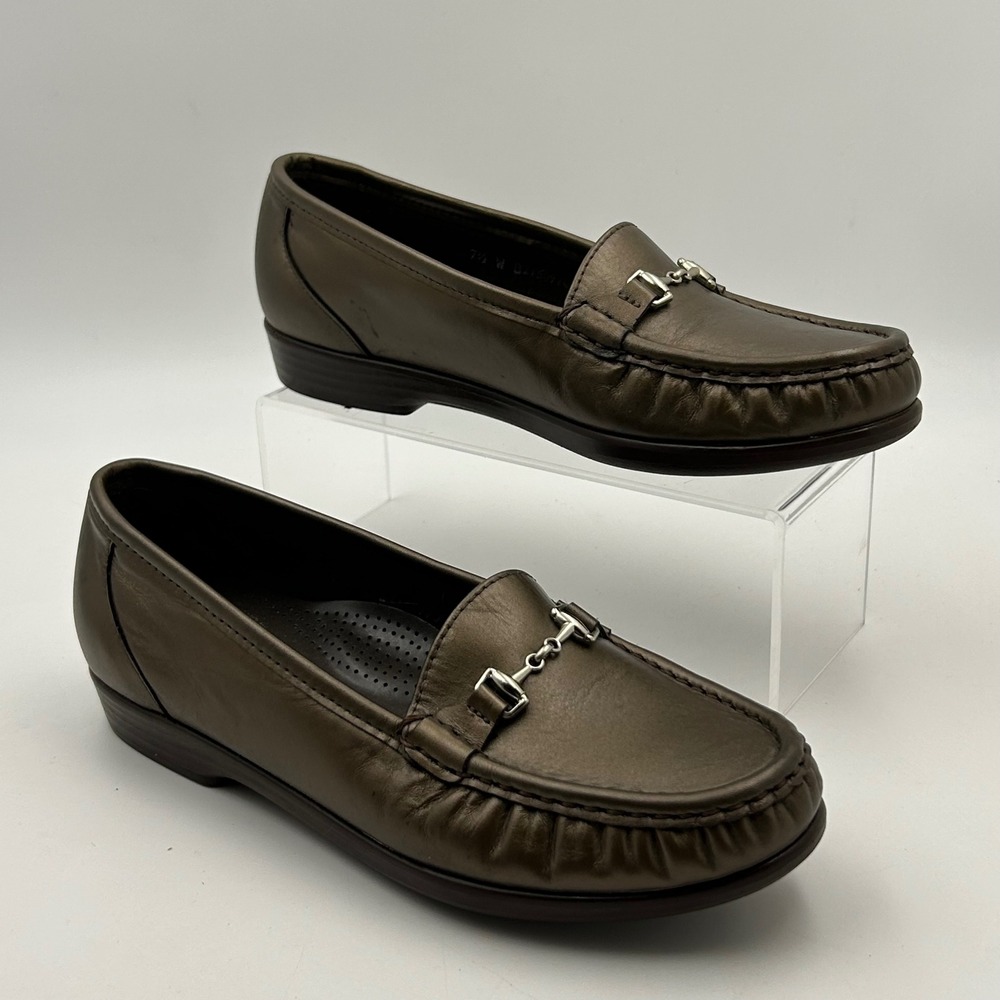 SAS Hope Loafer 7.5W Bronze Leather Horsebit Bit Comfort Professional Classic